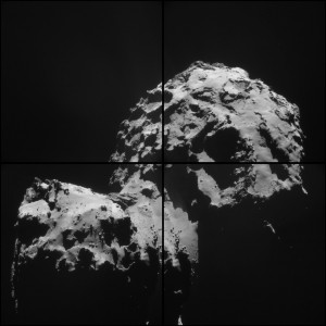 Montaje de cuatro imágenes del cometa 67P